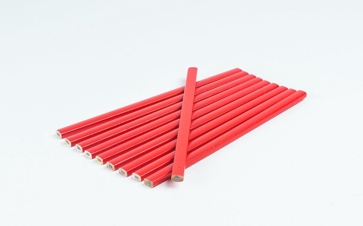Solidchoice - Timmermanspotloden 10 Stuks Rood Ovaal 250 mm
