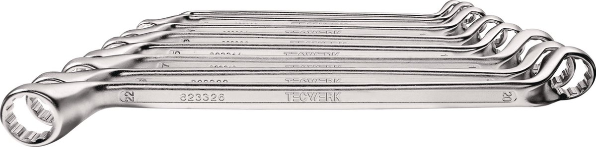 Dubbele ringsleutelset 8-dlg.SW 6-22mm diep gebogen TECWERK