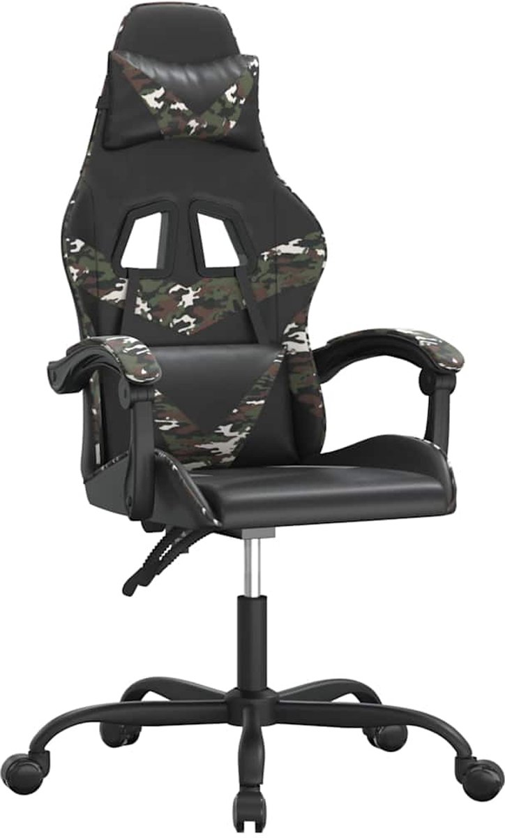 vidaXL Gamestoel - draaibaar - kunstleer - zwart - en - camouflage Zwart en camouflage