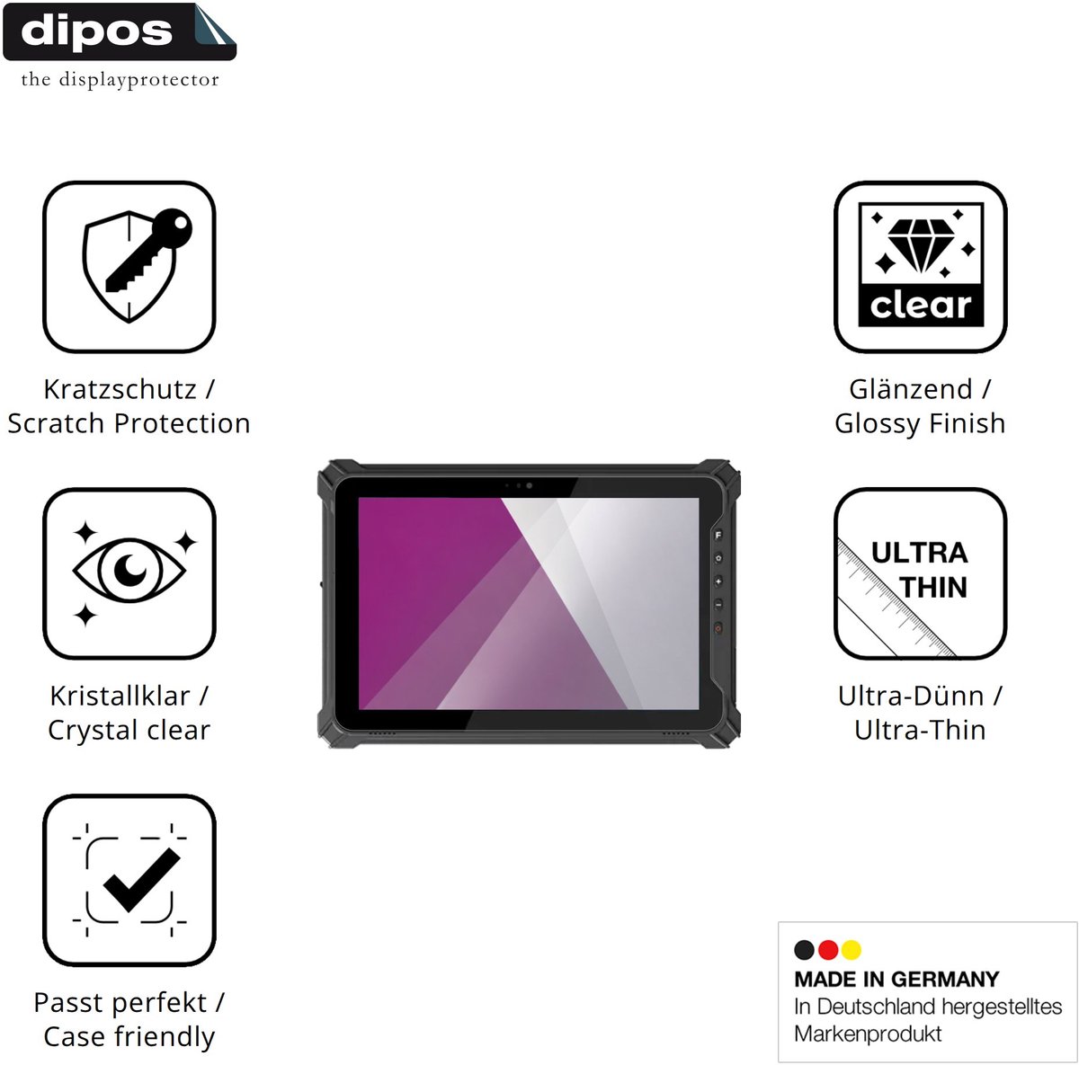 dipos – 2x Beschermfolie geschikt voor Emdoor EM-T17X | Krasbestendige & heldere Screenprotector Ultra-Thin