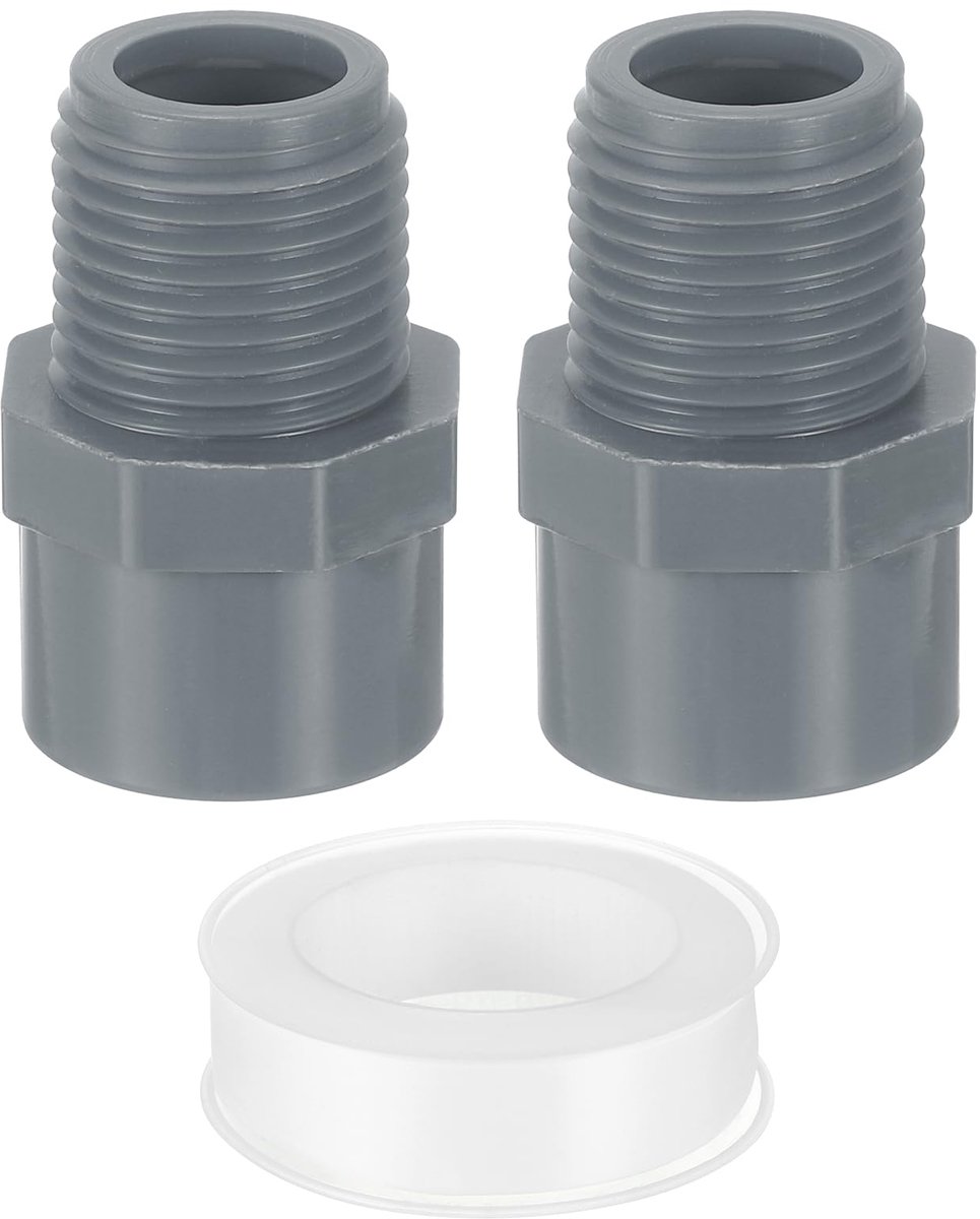 PVC-slangkoppeling 20 mm - mannelijke draad - grijs - ideaal voor tuin en irrigatie - SnelShoppen
