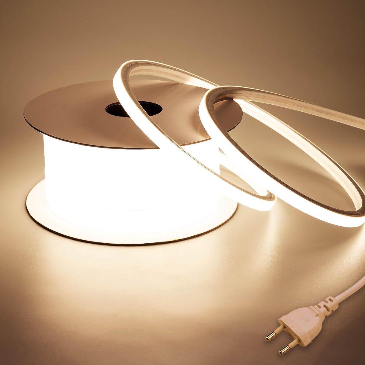 Neon LED Strip Lights 220V Buiten Waterdicht 10m Transformatorloos | 3000K Warm Wit Ledstrip Outdoor 100W IP65 Flexibel Snijbaar voor Woonkamer, Slaapkamer, Tuin, Tuinverlichting