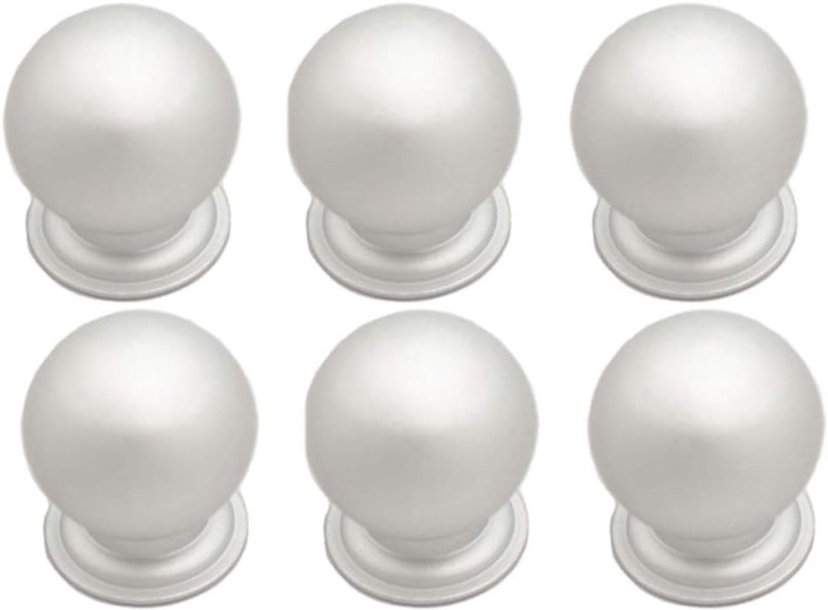 6 stuks ronde enkele gat klein handvat, kast deur ronde handvat knop met schroeven, huis decoreren voor garderobe deur, kast deuren, Bolvormig zilver 22 * 26mm