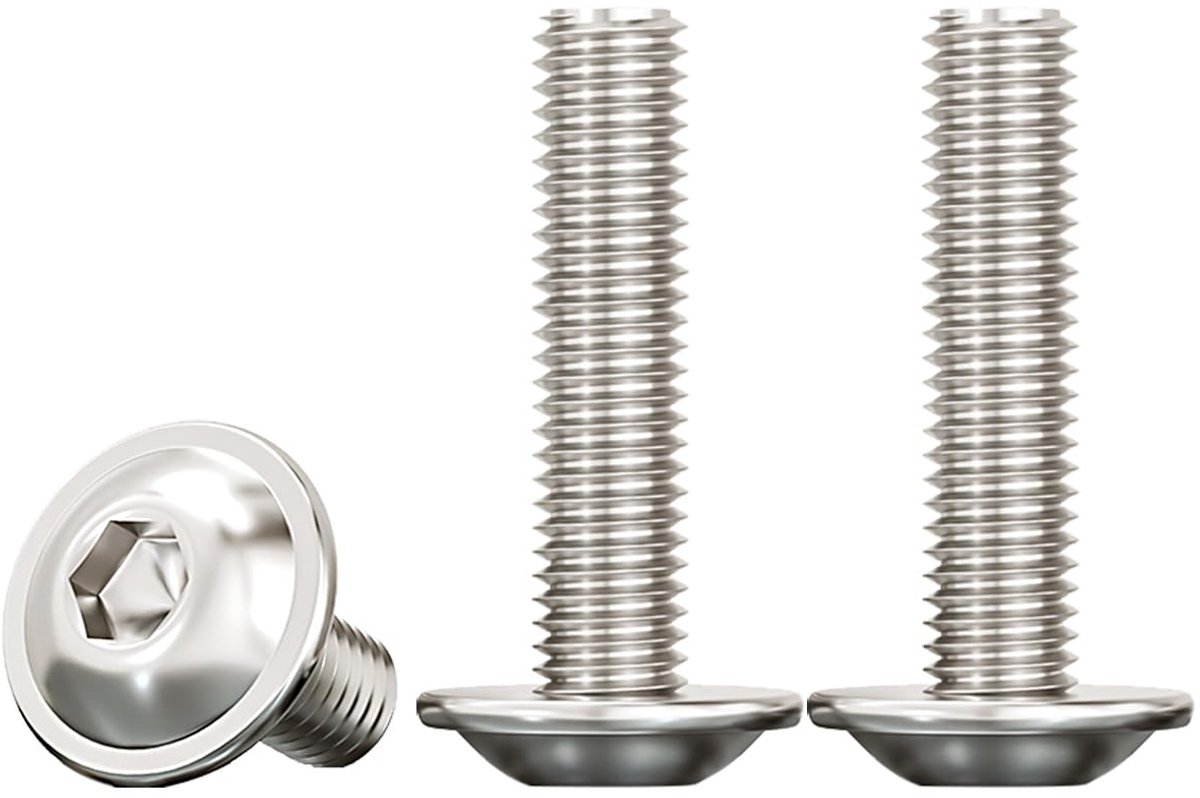 Kogelkopschroeven met klem, M6 x 30 mm, binnenzeskantbouten, roestvrij staal A2 V2A, slotschroeven voor mechanische aansluitingen, 20 stuks
