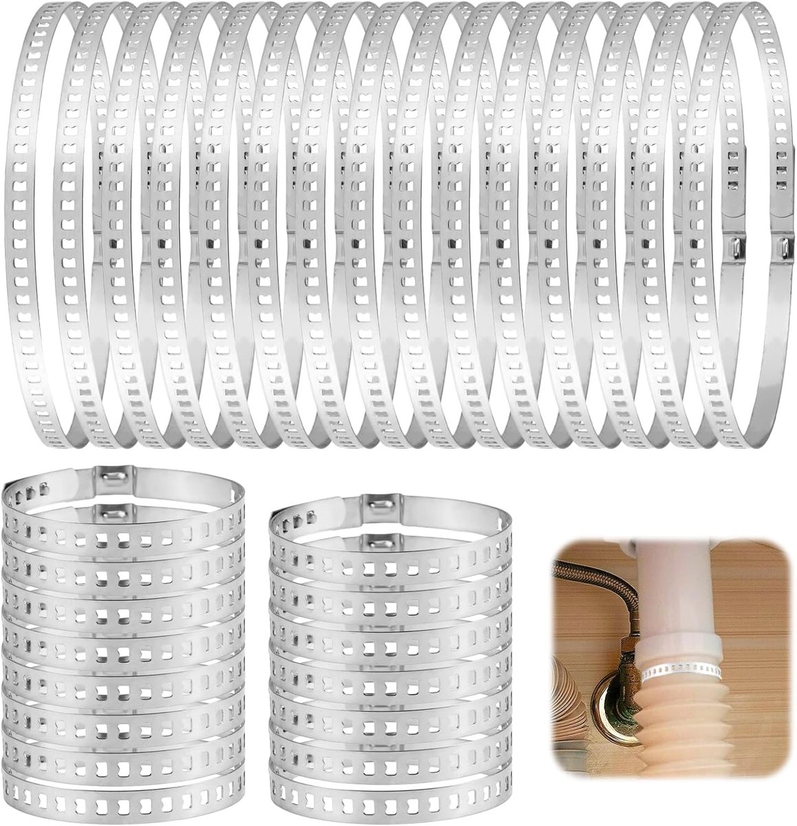 30 Stuks 20-120 mm CV Aslaars Klemmen, 304 Roestvrij Staal CV Slangklem Set | Set Buisklemmen met Instelbare, Universeel Roestvrijstalen CV-slangklemmen, CV Klem Assortiment Kit, Geen Schroeven Nodig