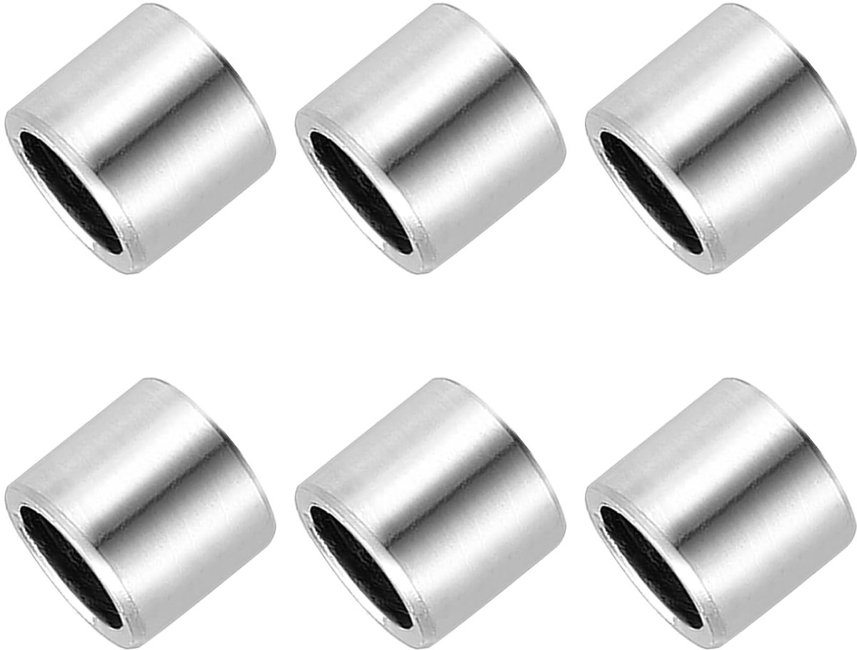 6 stuks roestvrijstalen afstandhouders 7 mm binnendiameter x 10 mm buitendiameter x 9 mm hoogte 304 roestvrijstalen bussen schroeven afstandhouder voor 1/4 inch M7 schroeven moeren