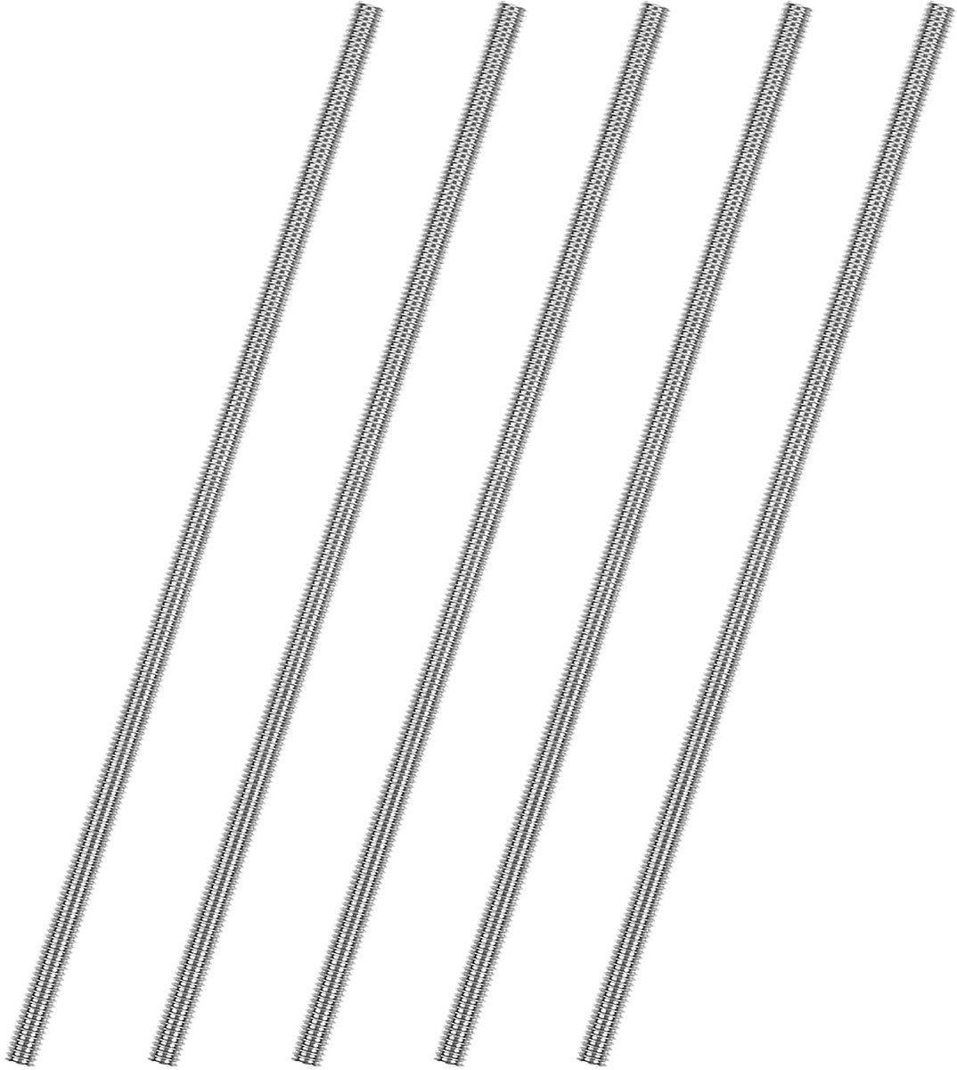 5 stuks schroefdraadstangen M2 × 200 mm van roestvrij staal A2 (304), volledige schroefdraad met 0,4 mm stijging, rechtse schroefdraad voor modelbouw, machinebouw en reparaties
