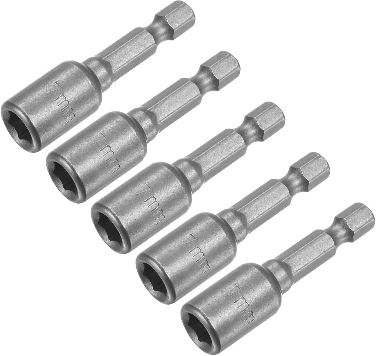 sourcing map 5 stuks snelwisselsteeksleutelbit 1/4 inch zeskantschacht 7 mm magnetische steeksleutel boor 1,89 inch lengte