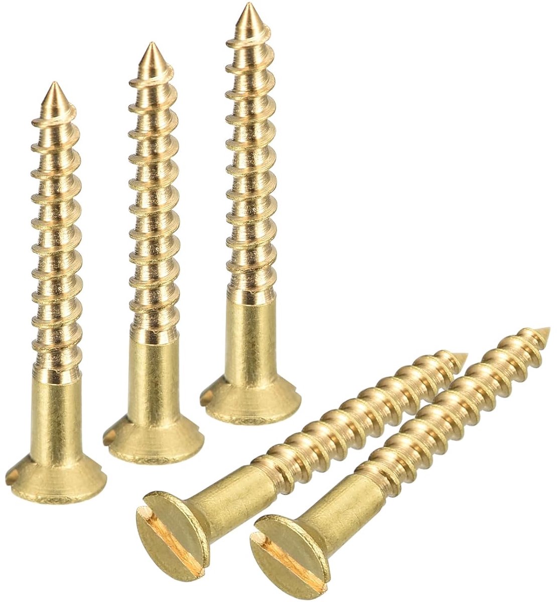 Houtschroeven, 40 stuks, M2,5 x 20 mm, sleufaandrijving, verzonken kop, zelftappende schroeven voor houtbewerking en meubels
