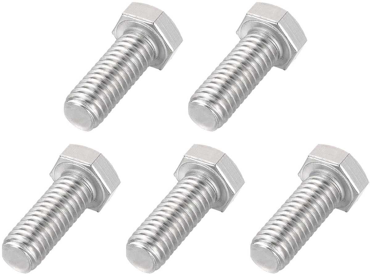 3/8-16x1" zeskantschroeven x 5 stuks zeskantige schroef boutbevestiging voor het vastzetten en repareren van objecten [zilverkleurig 304 roestvrij staal]