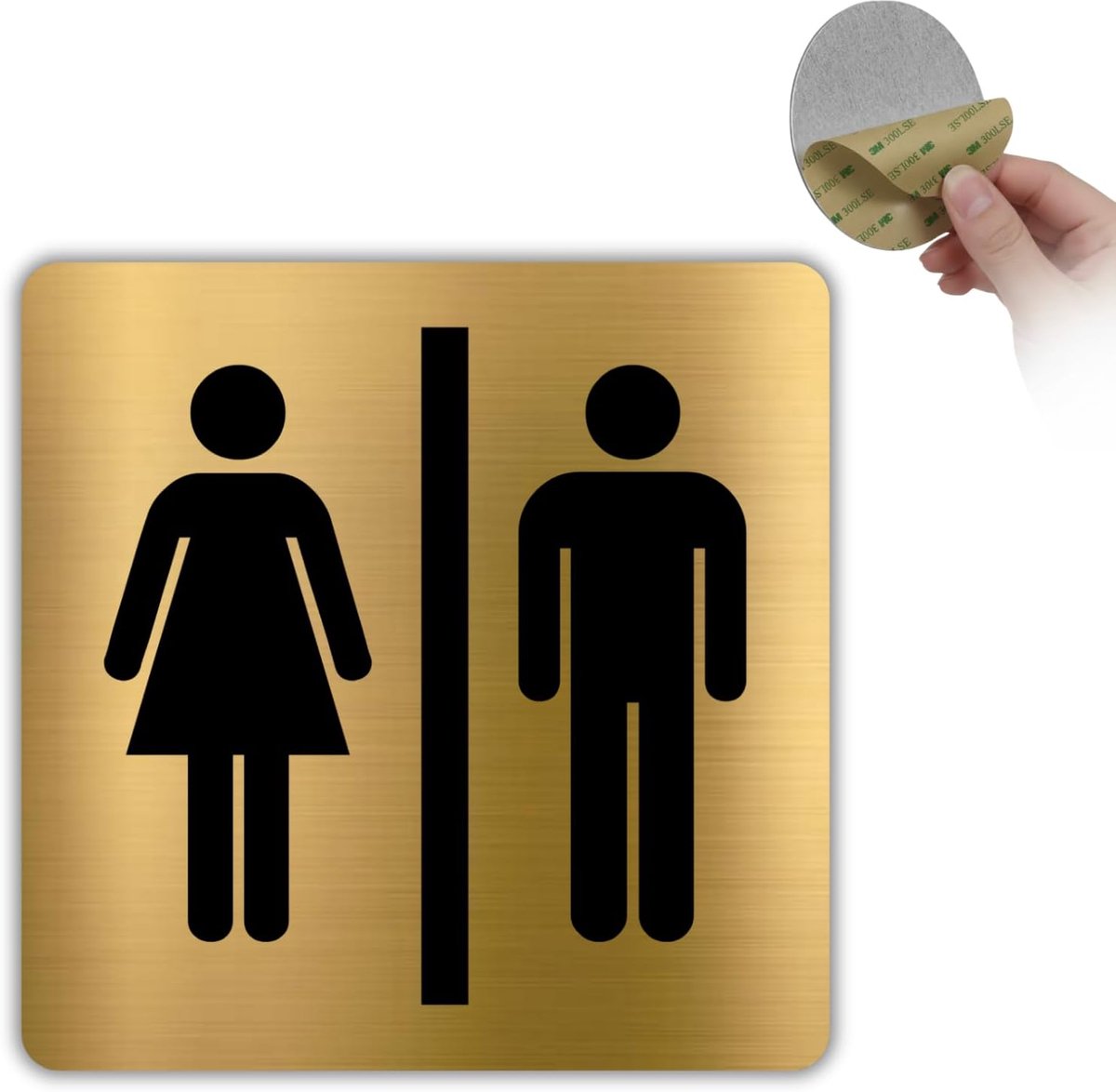 Uniseks - 10x10 cm - Aluminium - Gemengd Dames Heren | Plaat WC Sanitair, Aanduiding Toilet Wasruimte Gedeeld, Wandbord Hygiënische Voorziening, Zelfklever Openbaar Toilet