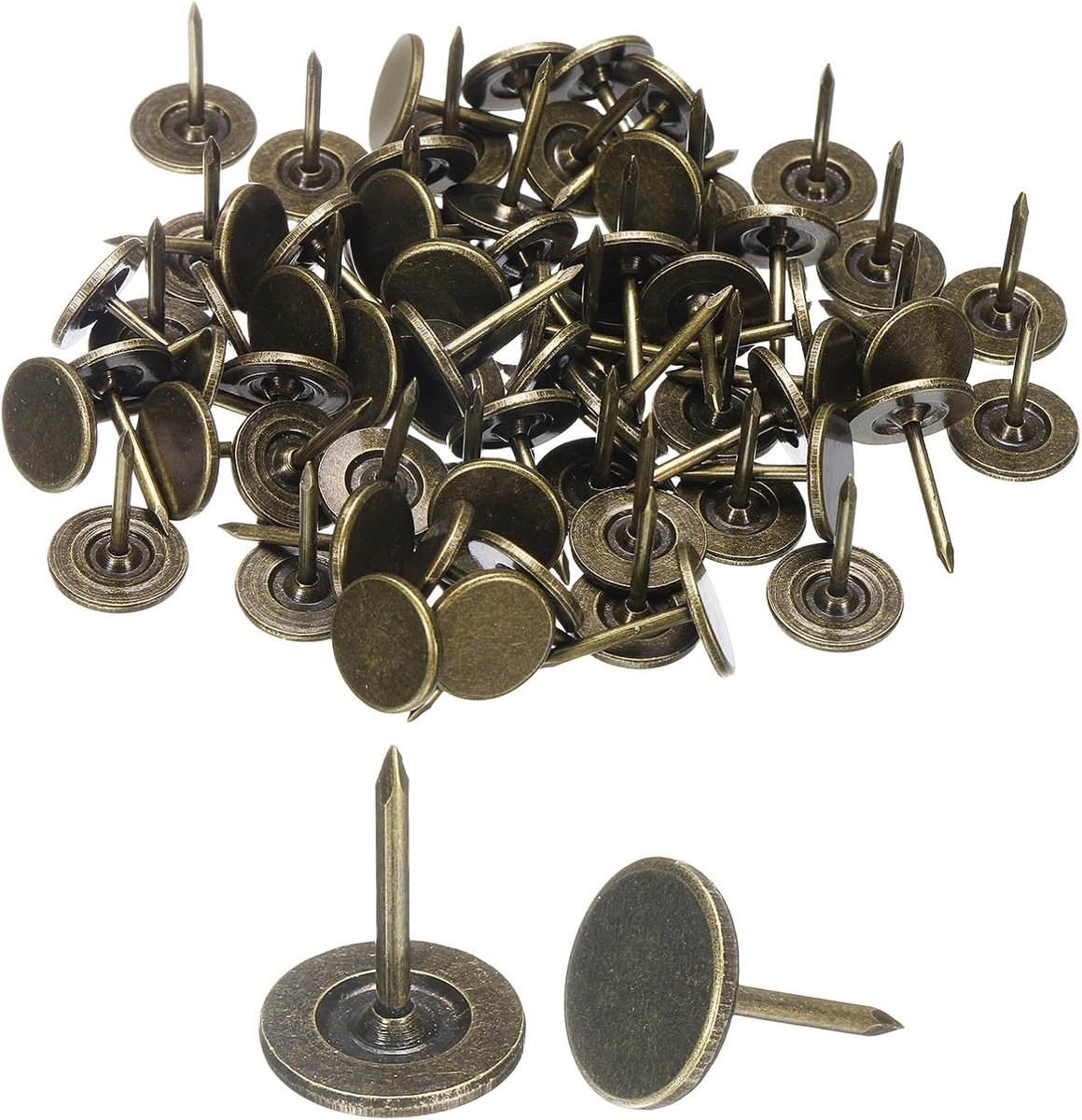100 stuks wandtapijt, 11 mm x 15 mm, platte kop, decoratieve spijkers voor meubels, voor banken, hoofdeinden, brons