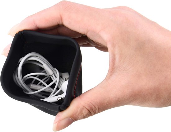 6 STUKS PU Leer Oordopjes Hoesje Kleine & Mini Oortelefoon Hoesjes Draagbare Zak Oortelefoon Opbergtas Beschermende Hoes voor Munt USB-oplader Sleutels Sieraden Zwart — afbeelding 2