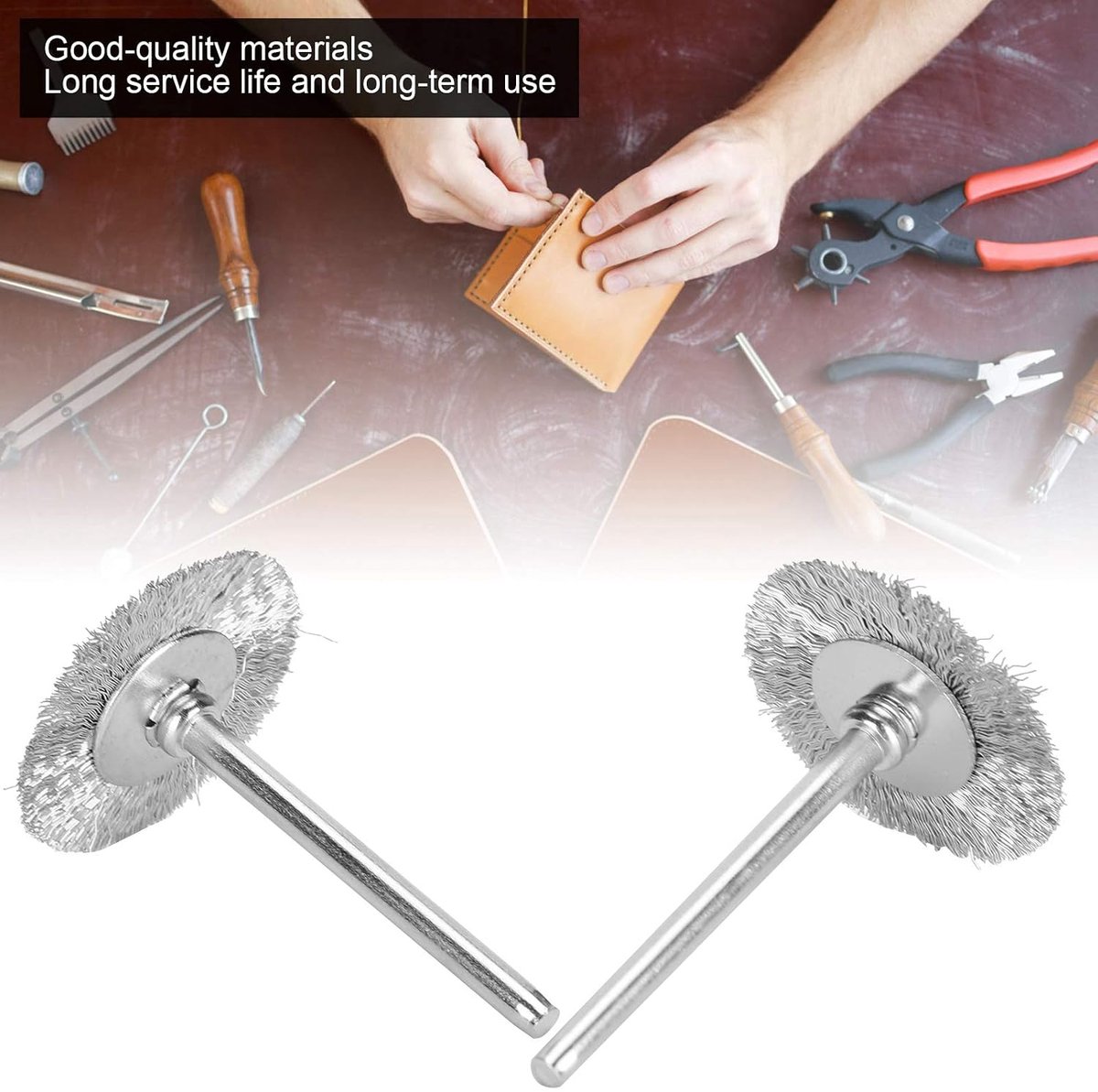 Borstelset en metalen wiel, 30 stuks, voor boormachine, holle metalen wielborstel, mini-roterend polijstgereedschap