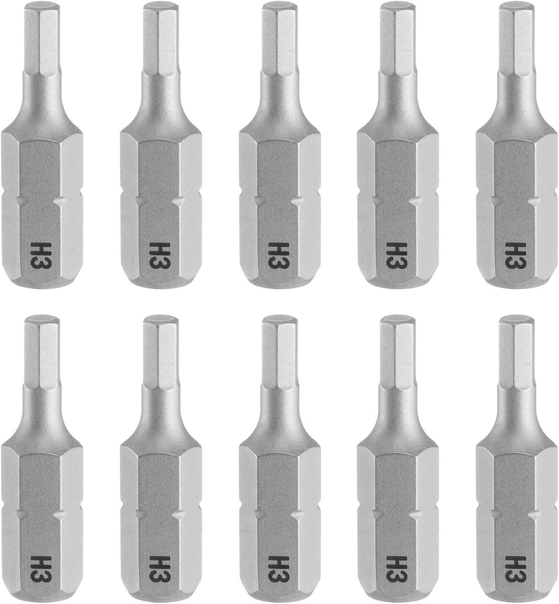 10 stuks H3.0 zeskantige schroevendraaier-bits, 1/4 inch zeskantige schacht 25 mm lang, magnetische zeskantige kop, zeskantige