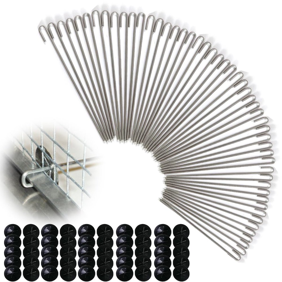 Klemmen voor zonnepaneel-beschermingsrooster, zonnepaneel-beschermingsklemmen, roestvrijstalen bevestigingsclips, clips van de bescherming van het paneel, niet-oxidable (30 J-haken + 50