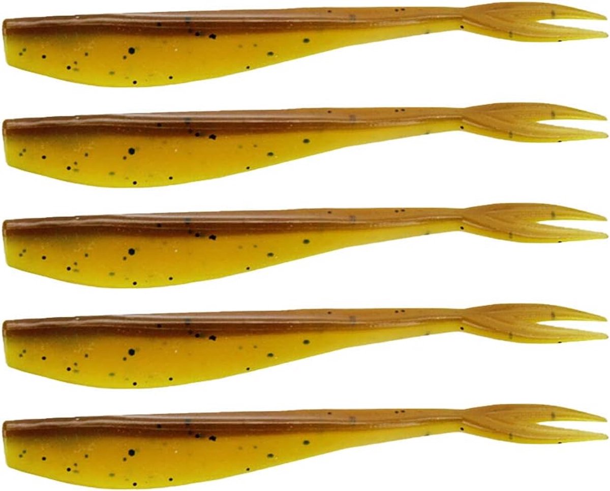 Zachte Plastic Aas Paddle Tail Swimbaits voor Bass Forel Topwater Vissen Lokt 70mm Goud