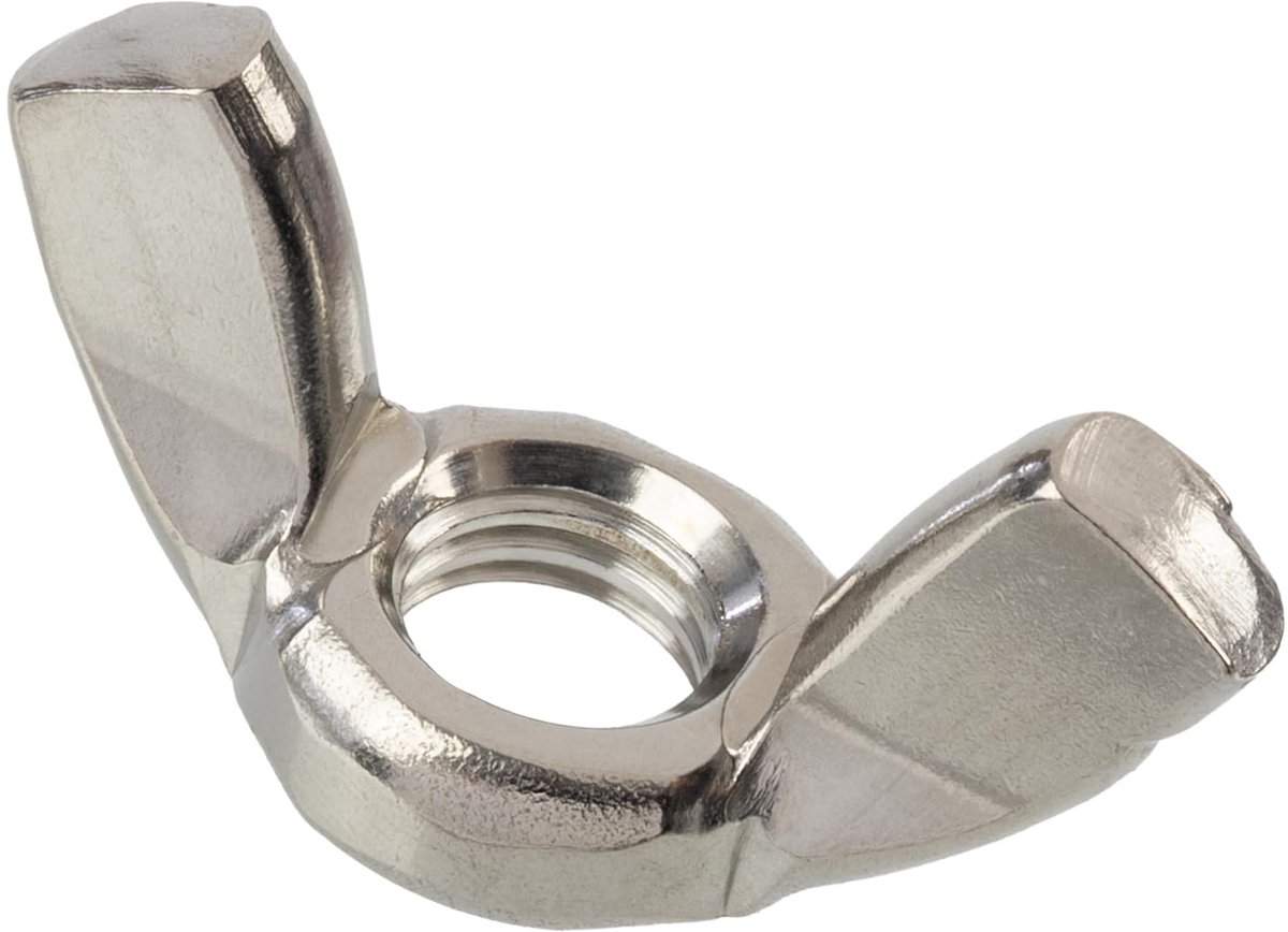 Vleugelmoeren M12x1.75 mm | voor snel montage zonder gereedschap op draadstangen, mechanische assemblages en doe het zelf | van staal in zilverkleur