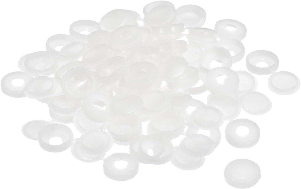 Sourcing map 100 stuks klapschroefafdekkingen, 5 mm, scharnierende schroefdekseldoppen, kunststof, inklapbare schroefsluiting, sluitring, beschermhoes voor M3, M4, M5 schroeven, wit