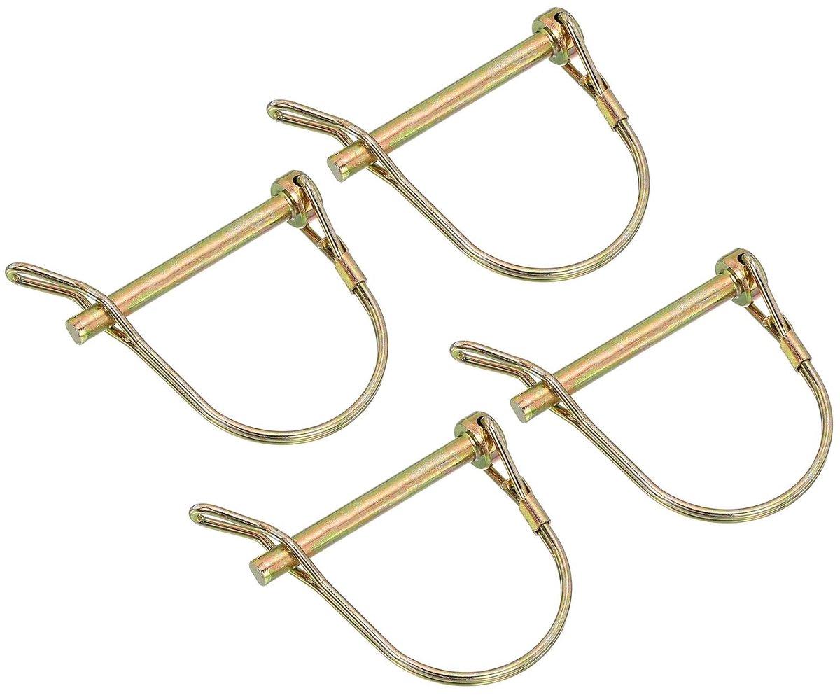 4 stuks asbeveiligingspen met oor, 1/4 inch x 2-3/16 inch trekhaak, ronde pto-pen voor boot, kajakaanhanger, tractor, wagen, goud