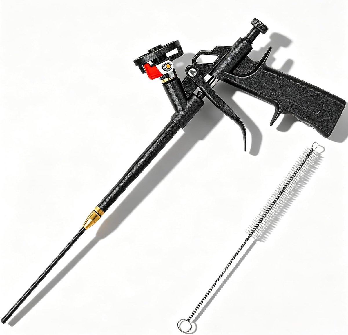 schuimpistool: 60 cm roestvrij staal en nylon borstelharen isolatiegereedschap, duurzaam afdichtmiddel pistool, ergonomisch ontwerp, geavanceerde spuitschuimpistool voor afdichting, vullen