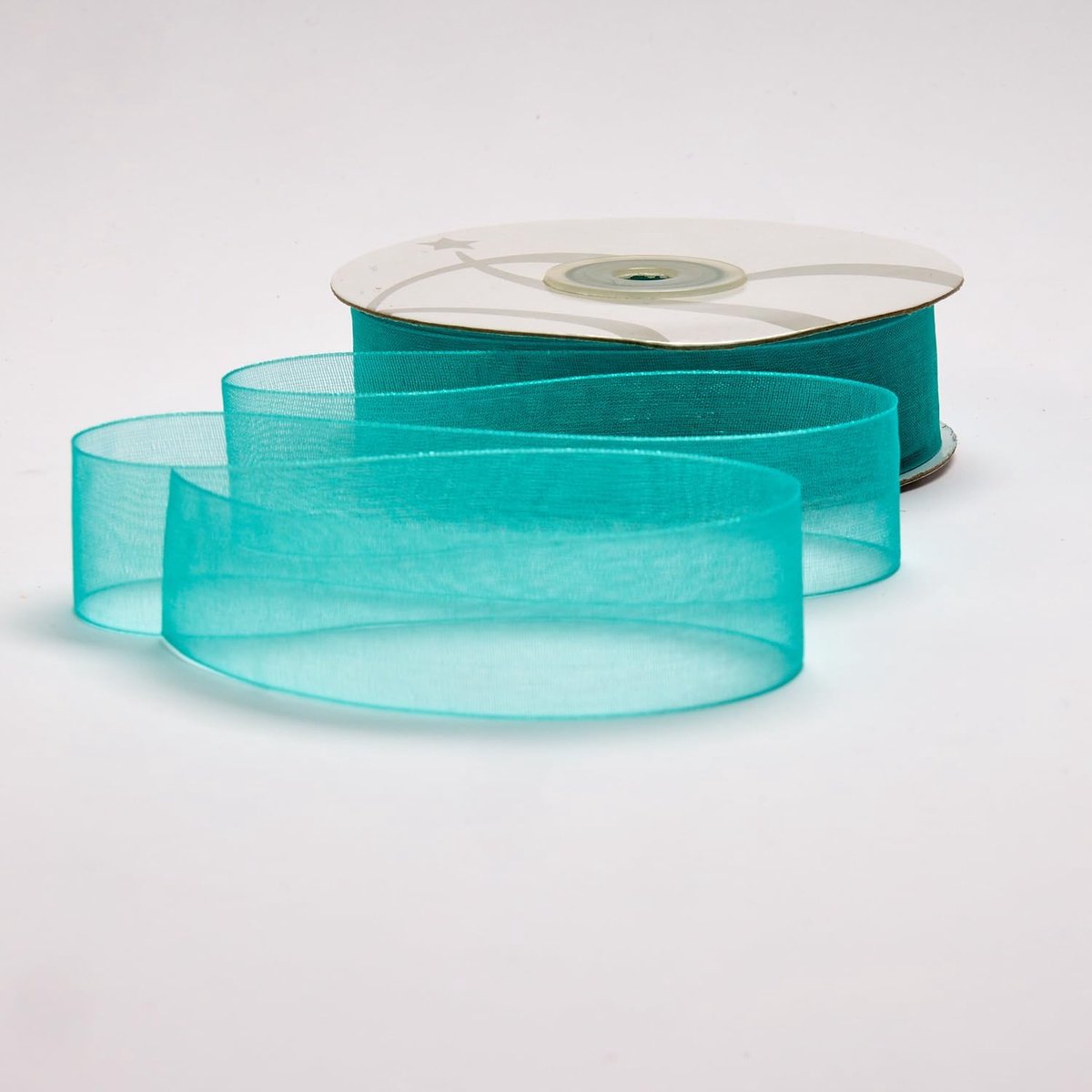 Organza lint 25 mm x 50 m, transparant, voor gastgeschenken, feesten, knutselen, bruiloft, verjaardag, handwerk, Kerstmis, decoratie (Tiffany-groen)