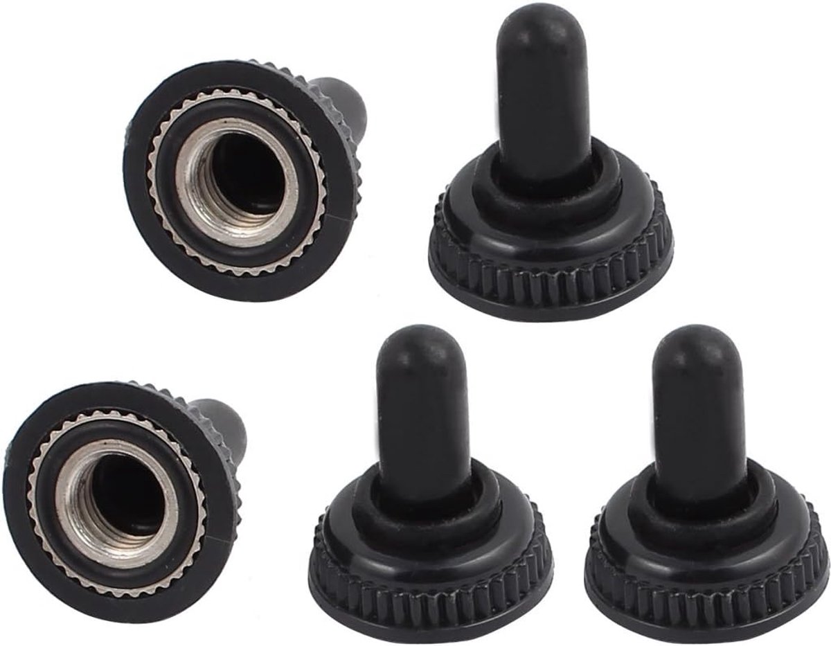 Sourcing map 5 stuks mini tuimelschakelaar waterdicht rubber afdekking kap zwart 6mm schroefdraad