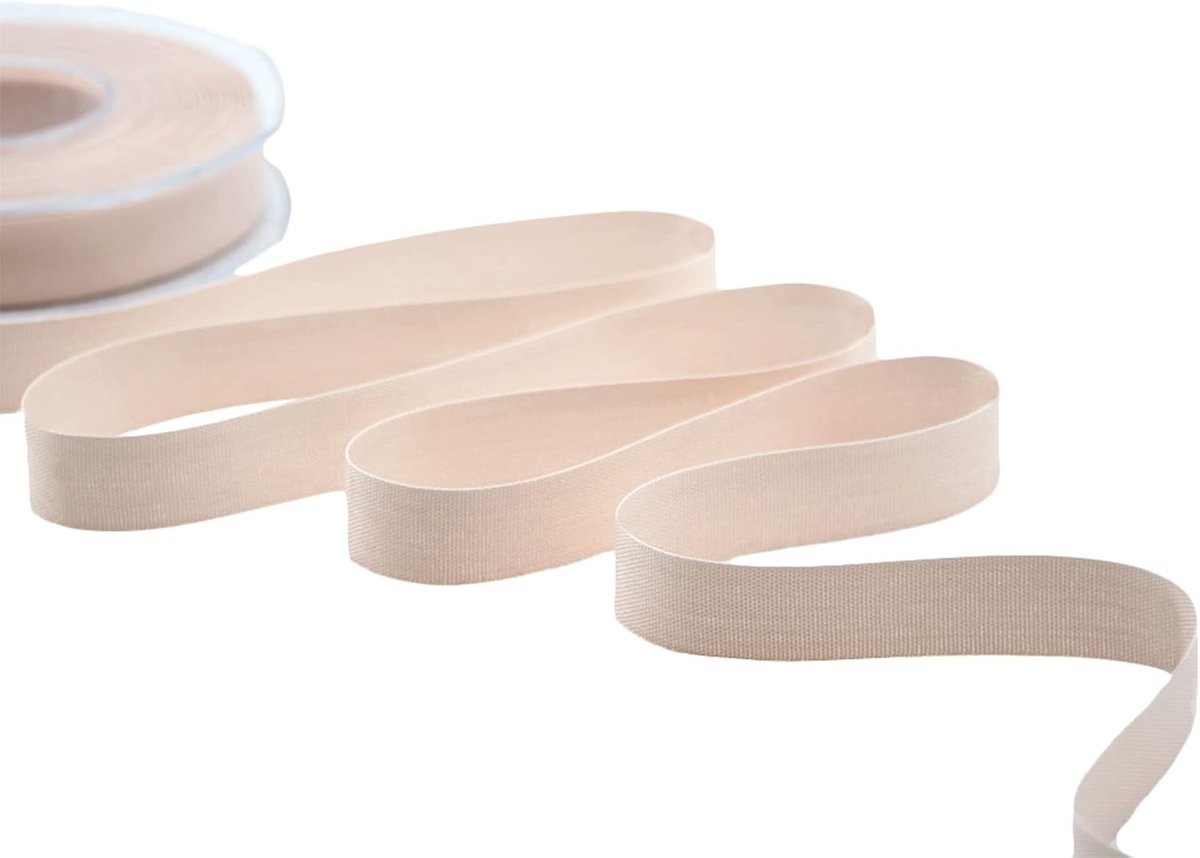 - Poly katoen, mat poly-katoenen lint voor geschenkverpakkingen, decoraties, gastgeschenken - poederroze, 15 mm x 25 m