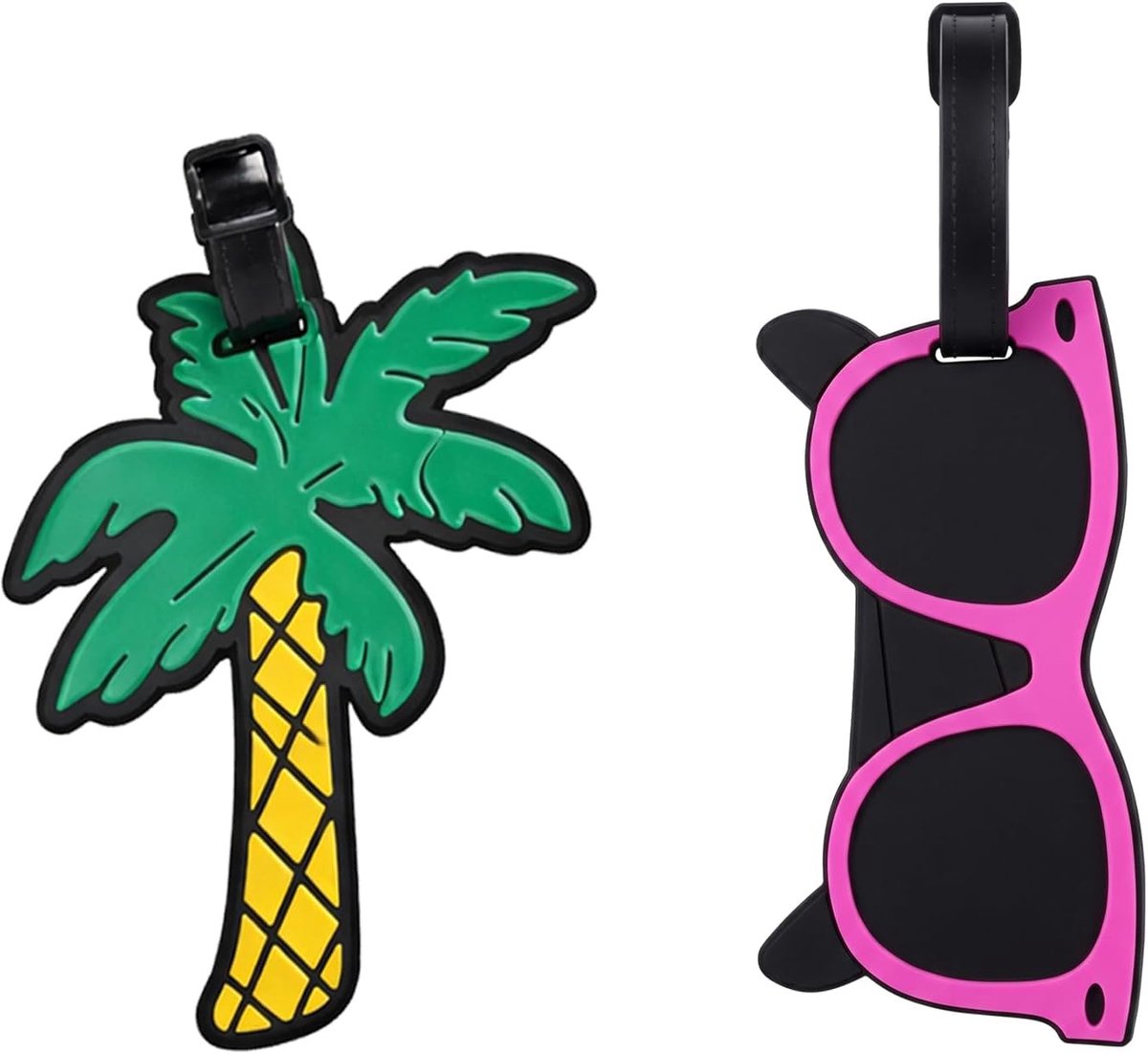 Bagagelabels voor koffers - 2 stuks - siliconen - tropisch vakantiethema - unieke identificatie - ShopVlot