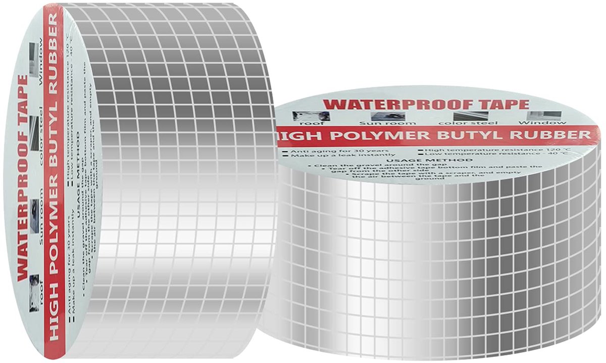 Waterdichte tape 5 m x 5 cm - Butylrubber met aluminiumfolie - Voor daklekkages - Eenvoudige en snelle reparaties - ShopVlot