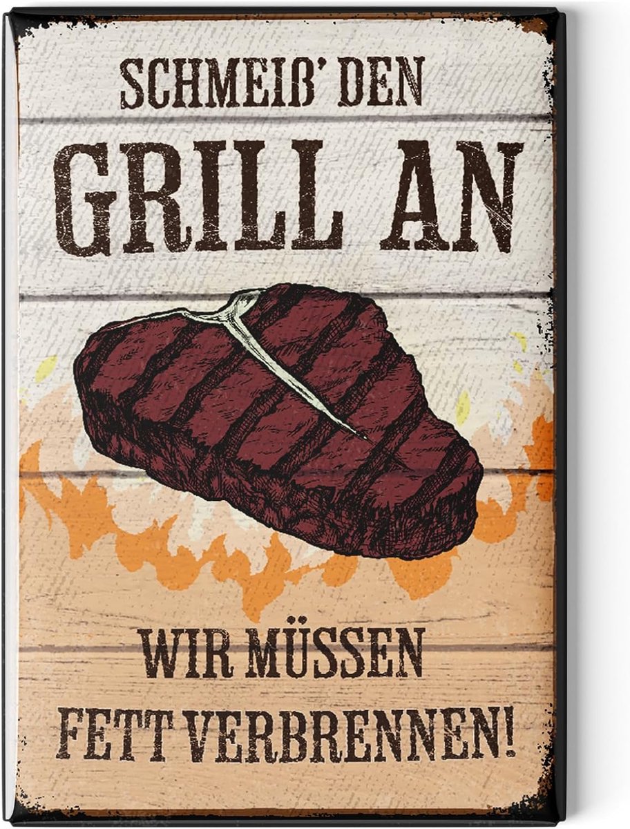 Magneten grappig 8 x 5,5 cm - retro ontwerp - leuke spreuken - perfect voor grillfans - ShopVlot
