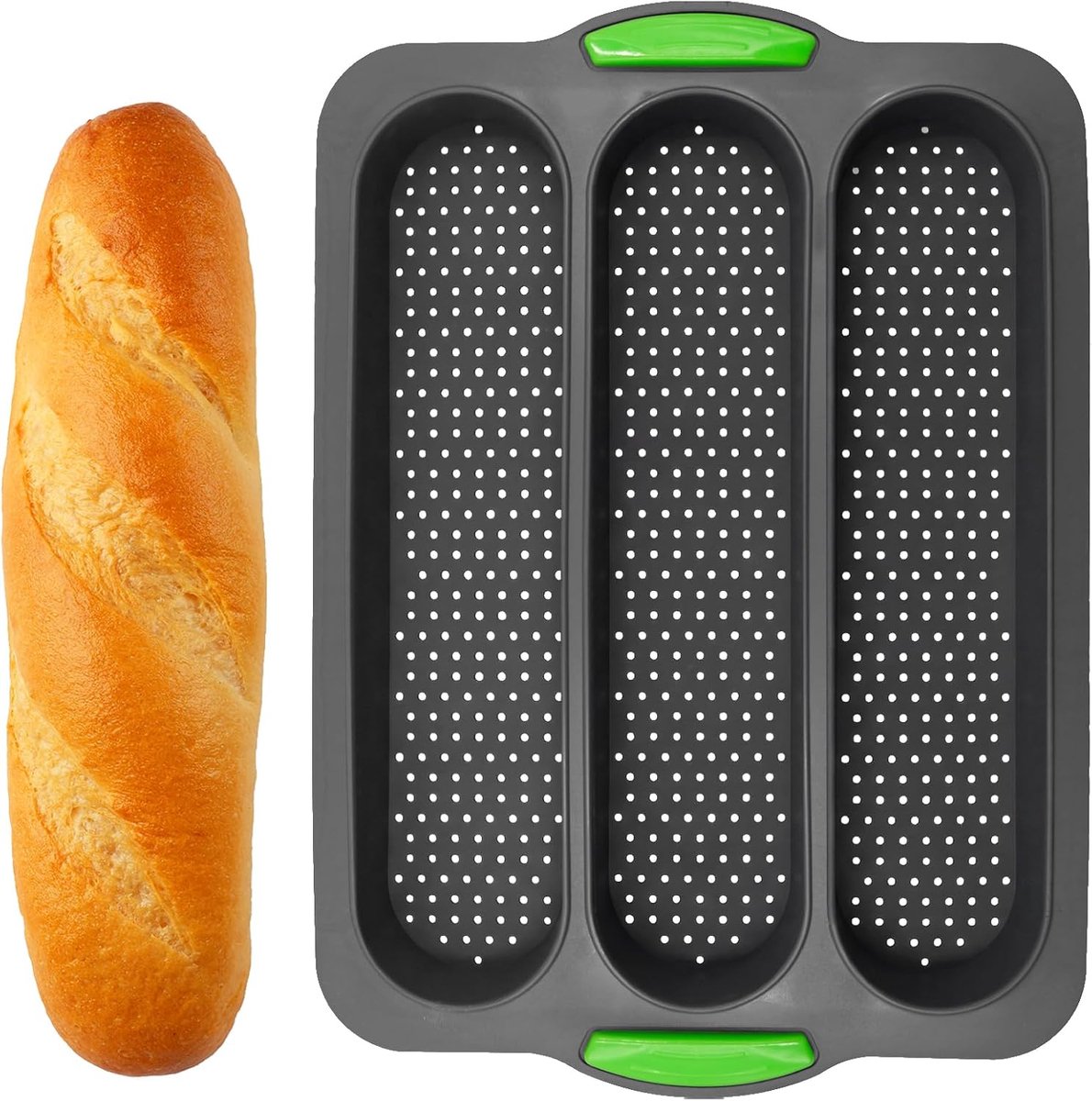 Baguette bakvorm 3 compartimenten - siliconen - anti-aanbaklaag - perfect voor versgebakken brood - ShopVlot