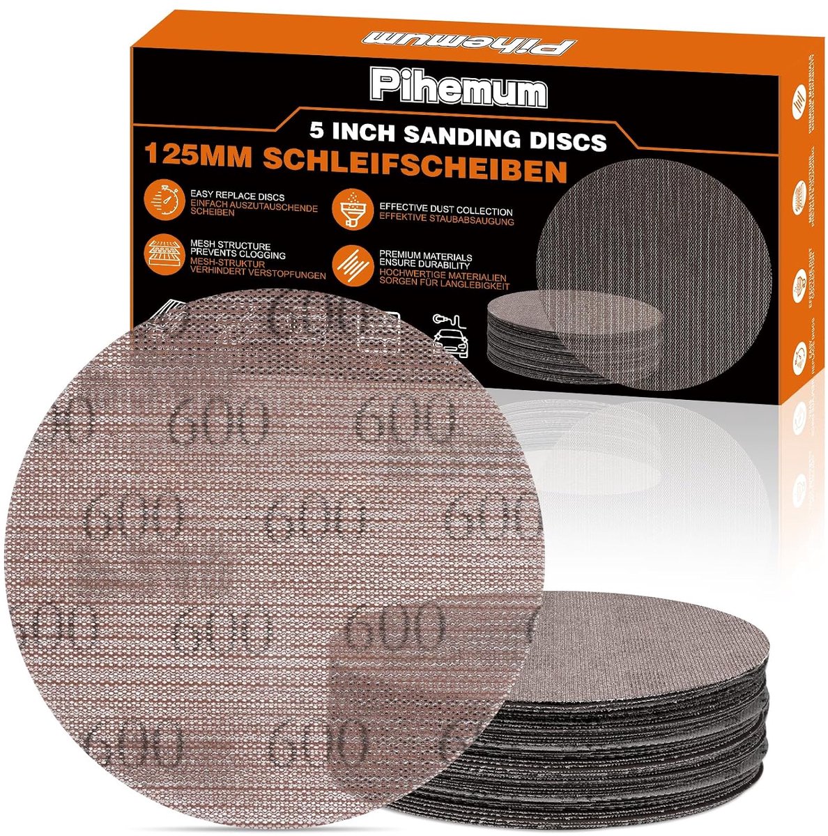 Schuurschijven 125 mm - Korrel 600 - Klittenband - Voor excentrische schuurmachine - ShopVlot