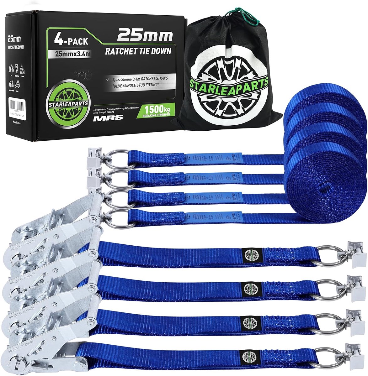 Lashing strap 3,4 m x 25 mm - met ratel - 1500 kg - ideaal voor veilig transport - ShopVlot