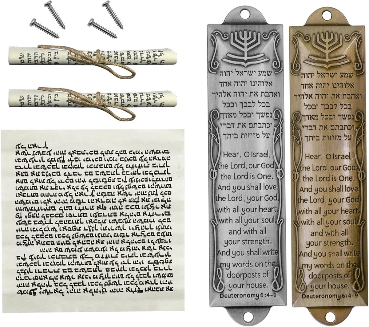 Mezuzah met Rol voor Deur - Set van 2 - Antiek Goud en Zilver - Duurzaam en Corrosiebestendig - ShopVlot