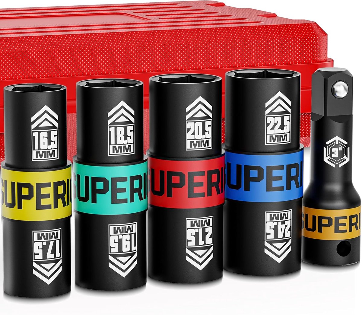 Impact moerkappen set 5-delig - 16,5mm-24,5mm - robuust staal - voor optimale bescherming - ShopVlot