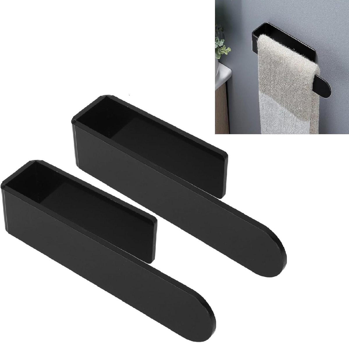 2pcs Self Adhesive Hand Towel Holder, Bathroom Towel Rack Stick on Wall, Acrylic Glue Towel Bar for Bathroom, Kitchen - ShopVlot