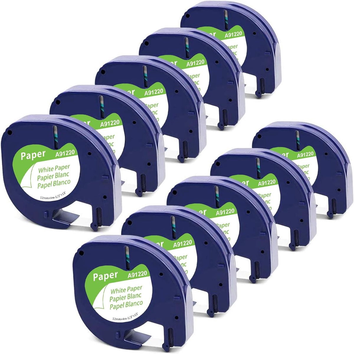 10x MarkField Compatible with Dymo Letratag Paper Label Tape 12mm x 4m, Compatible with Dymo Letratag Paper Label Tape - ShopVlot