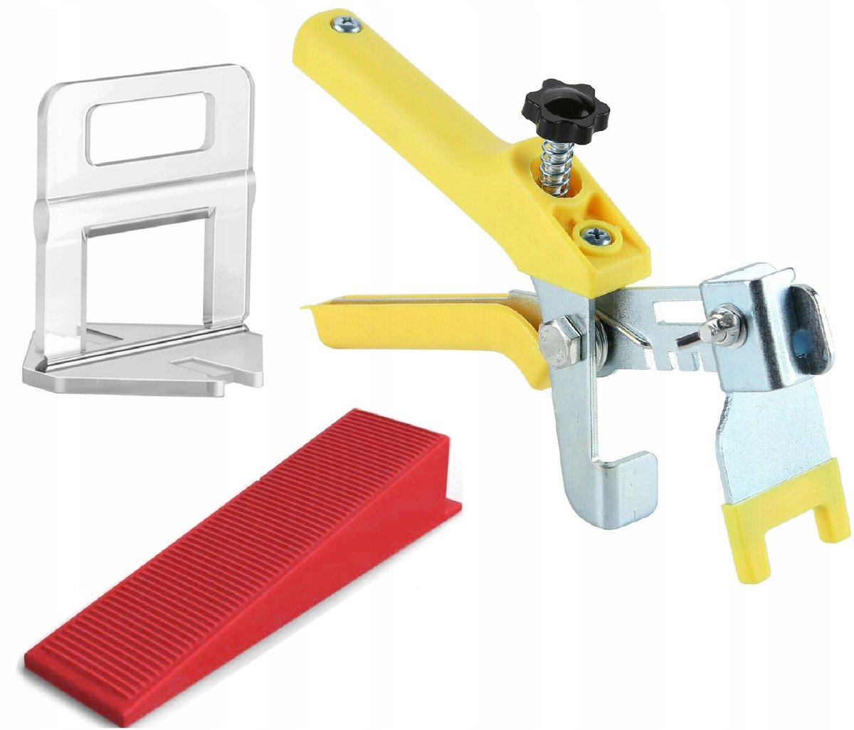 Set Tegel Levelling Systeem: 500 Clips 1,5mm, 100 Wiggen, Tang