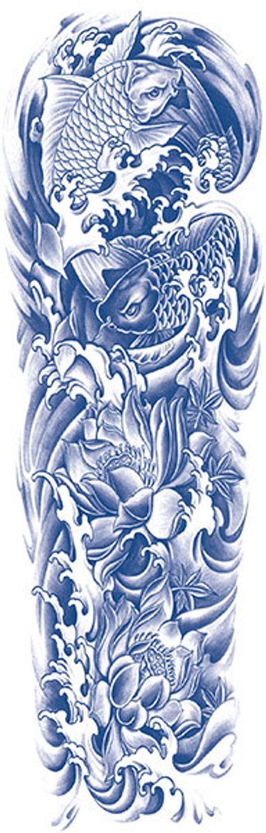 Tijdelijke sleeve tattoo bloemen koi Koi Ascend 2 weken