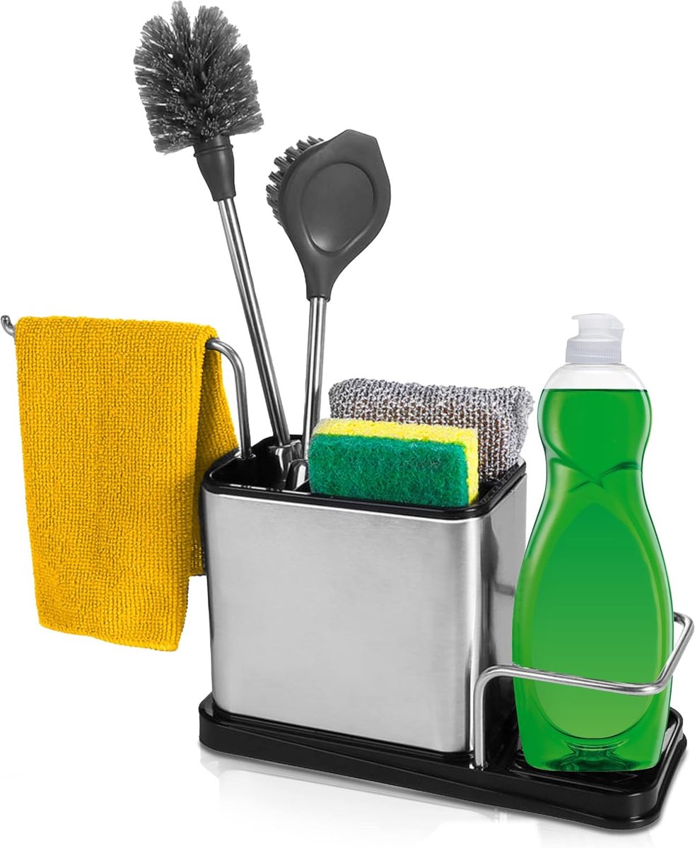 Afwasbak Organiser - RVS - 360° Draaiend - Houdt je afwasbenodigdheden op orde - SnelShoppen