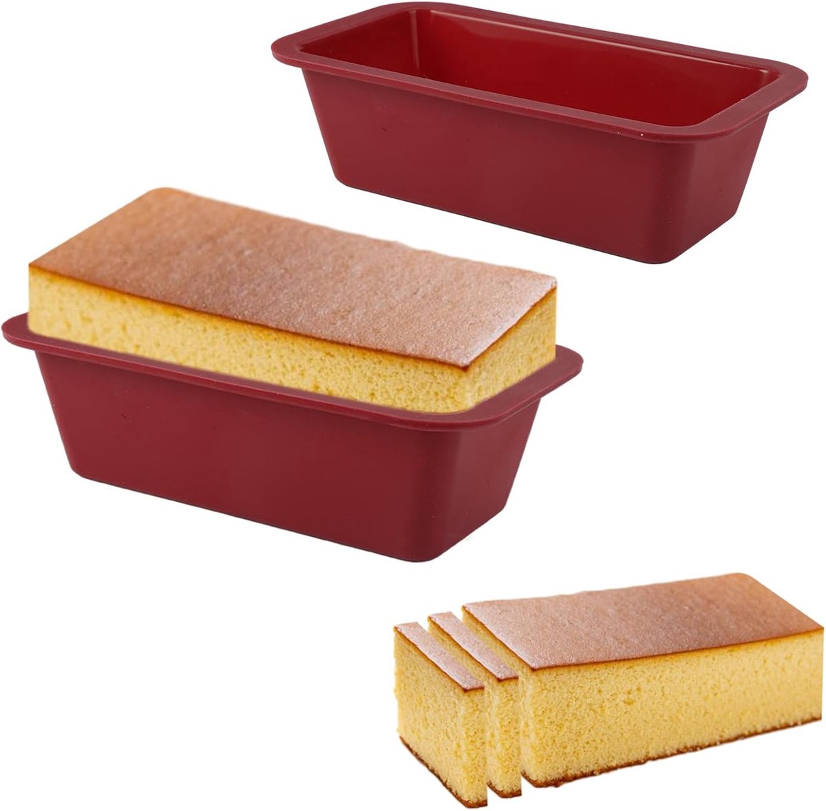 Silicone bakvorm set - 2 stuks mini bakvorm - 15,5 x 8,5 x 4,5 cm - ideaal voor brood en cake - SnelShoppen