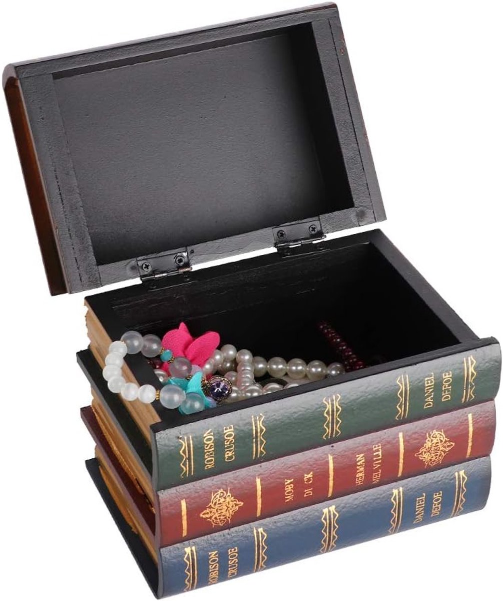 Decoratieve boekbox grote maat - antieke boekvorm - sieradenopbergbox - voegt literair karakter toe - SnelShoppen