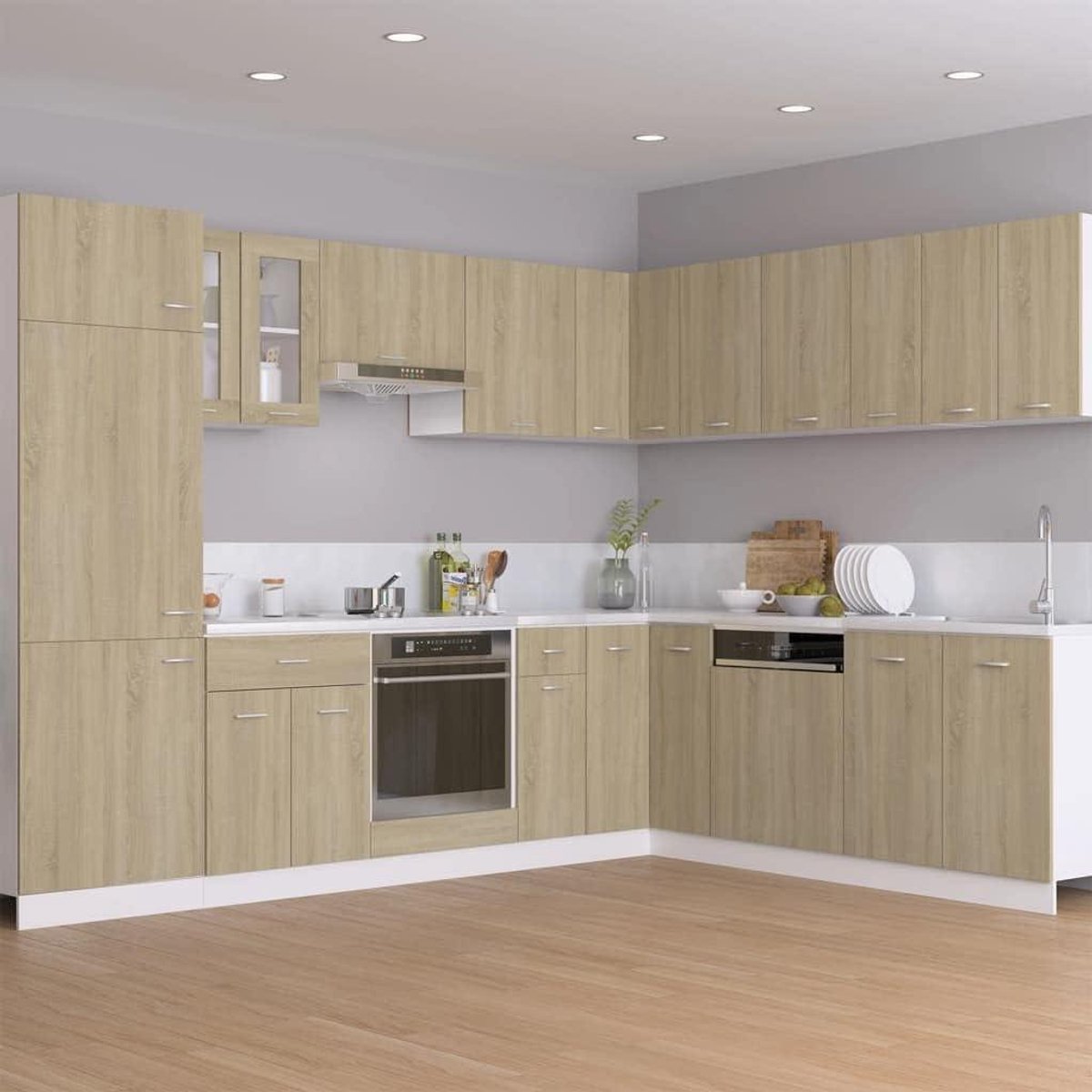 Ovenkast Keuken - Opbergkast Keuken - Keuken Organiseren - Met Plank - 60x46x815 cm - Sonoma Eiken