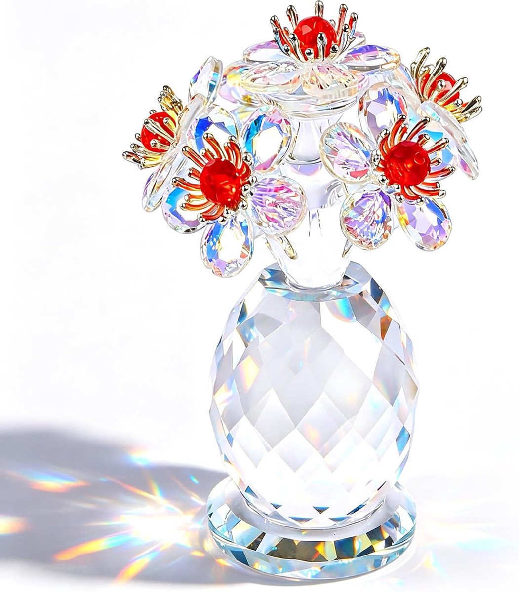 Kristallen bloemfiguur - iriserend AB-kleur - vijf bloesembladeren - ideaal als cadeau voor vrouwen - SnelShoppen