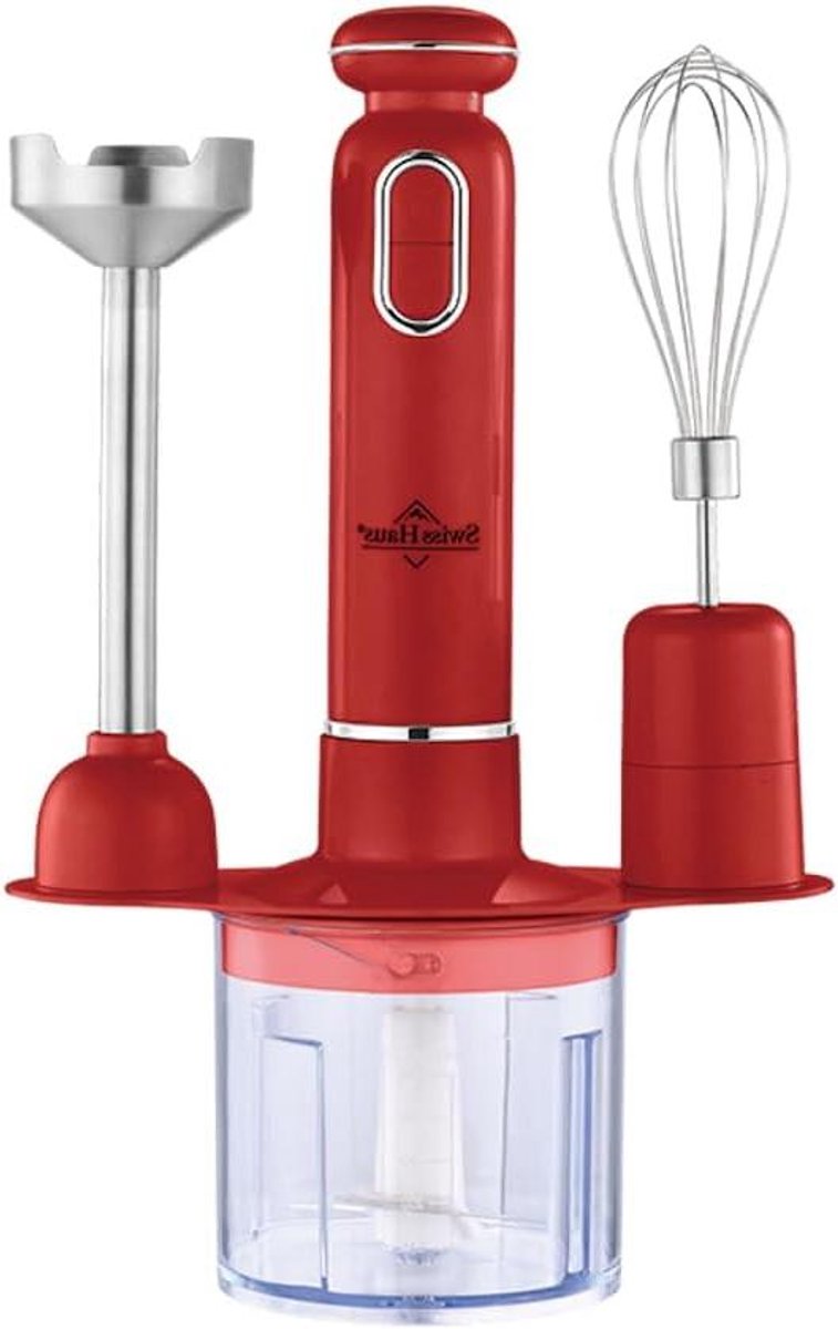 Staafmixer Set - Handmixer Hakmolen - Keukenbereidingen Maken - 600W Gelijkstroommotor - 500 ml Hakmolen - Rood