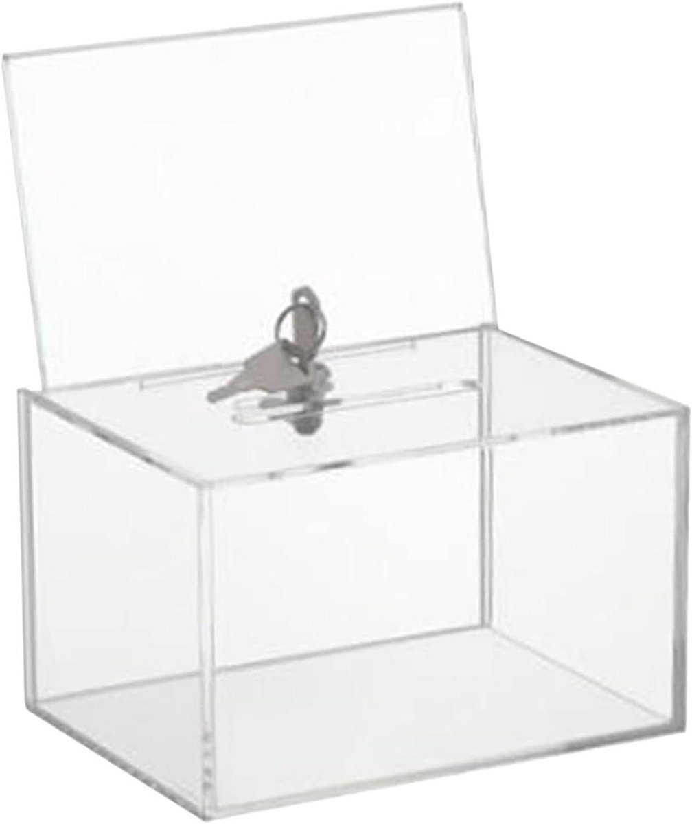 Brievenbus met slot - Postbus Donatiebox - Suggesties Verzamelen - Afsluitbaar Acryl Ontwerp - 16x11.5x20.4 cm - Transparant