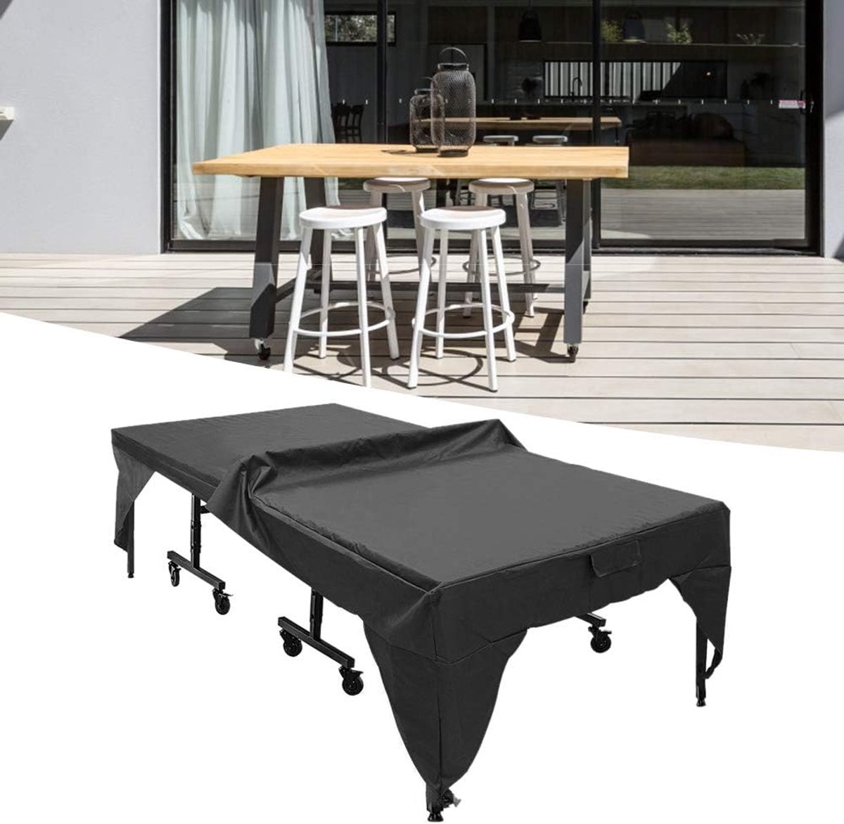 Tafeltennistafelhoes - Beschermhoes Tafeltennis - Tafel Beschermen - Waterafstotend Materiaal - 280x153x73cm - Zwart