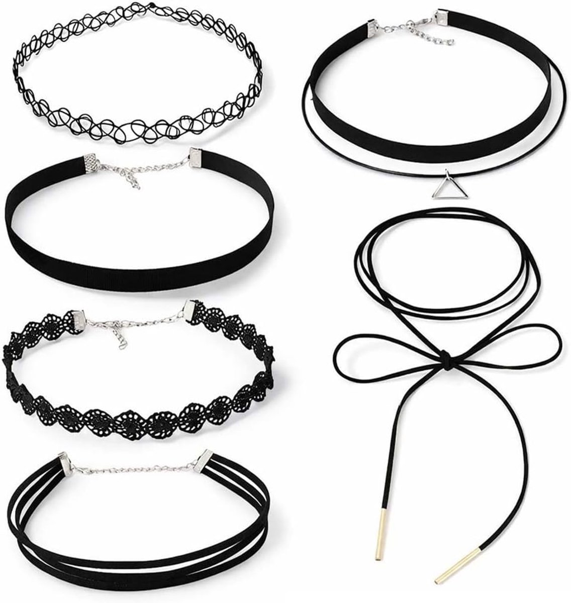 Chokers 13 stuks - zwart fluweel en kant - standaardmaat - trendy accessoire voor elke outfit - SnelShoppen