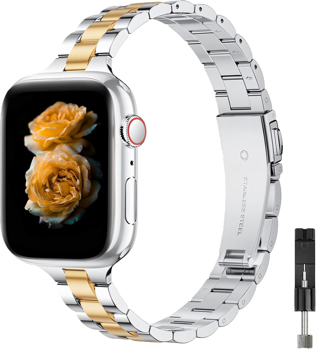 Stalen Horlogeband voor Apple Watch - 38/40/41/42/44/45/46/49mm - Slim Design - Comfortabele Draagervaring - SnelShoppen